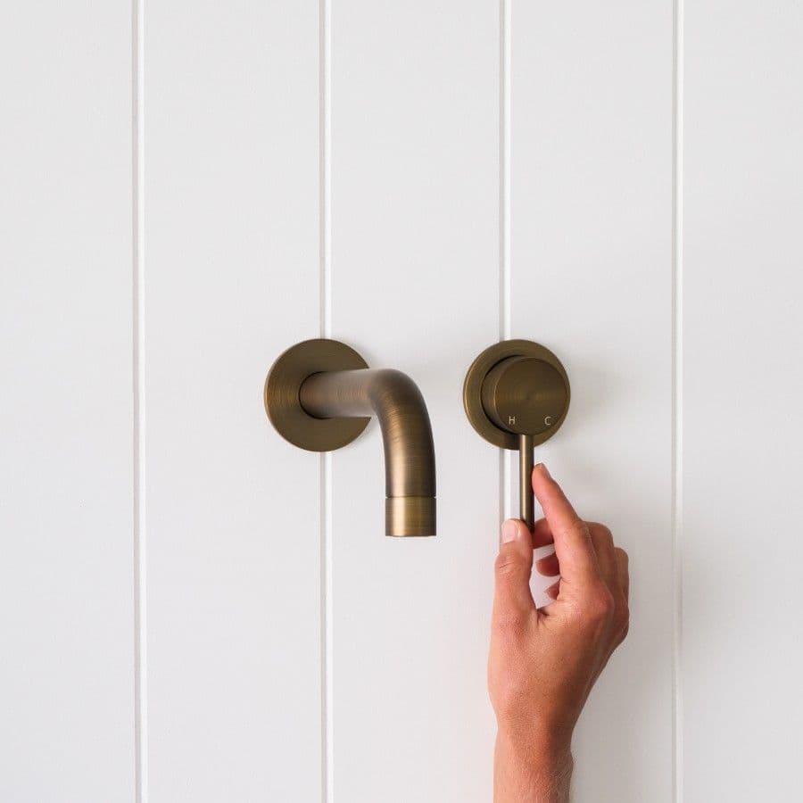 Sydney Wall Spout + Wall Mixer Antique Brass