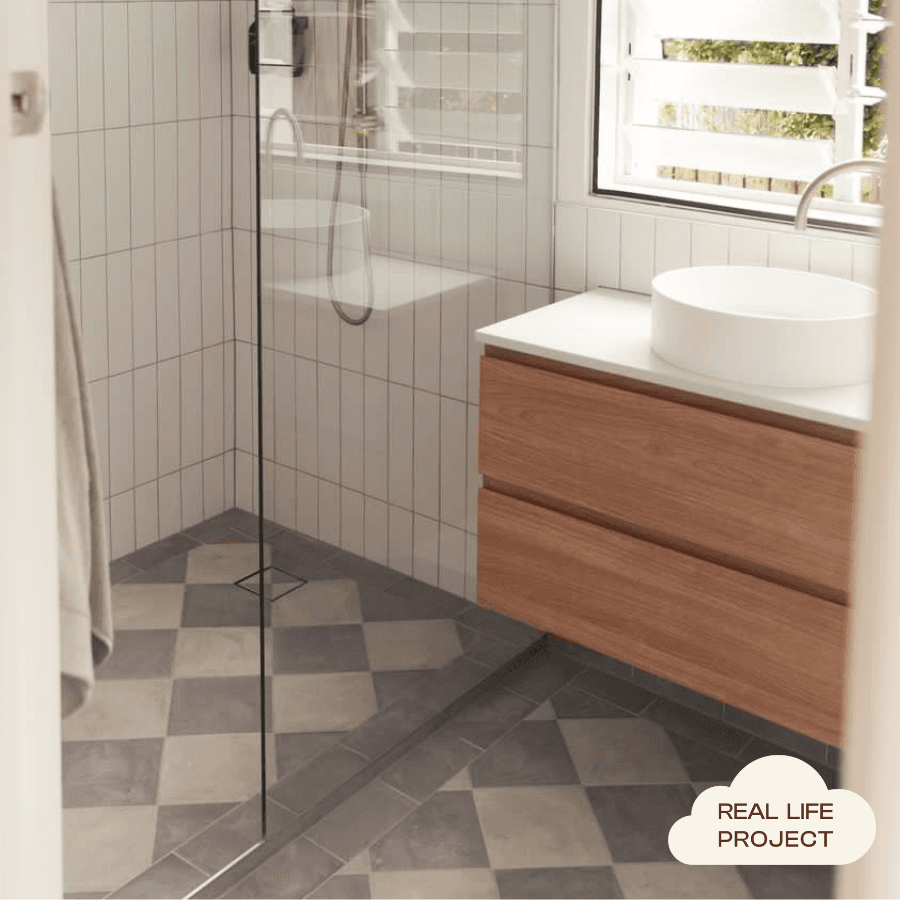 Bells Beach Charcoal Encaustic Look Square Tile