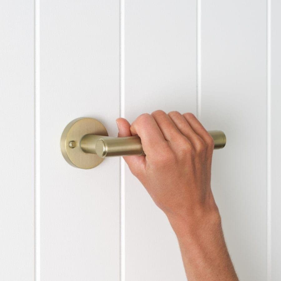 Melbourne Door Handle with Lock Warm Brushed Nickel