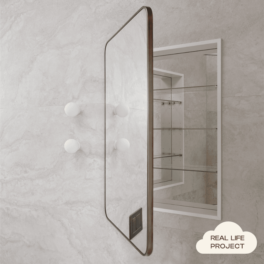 Rectangular Mirror Cabinet Antique Brass