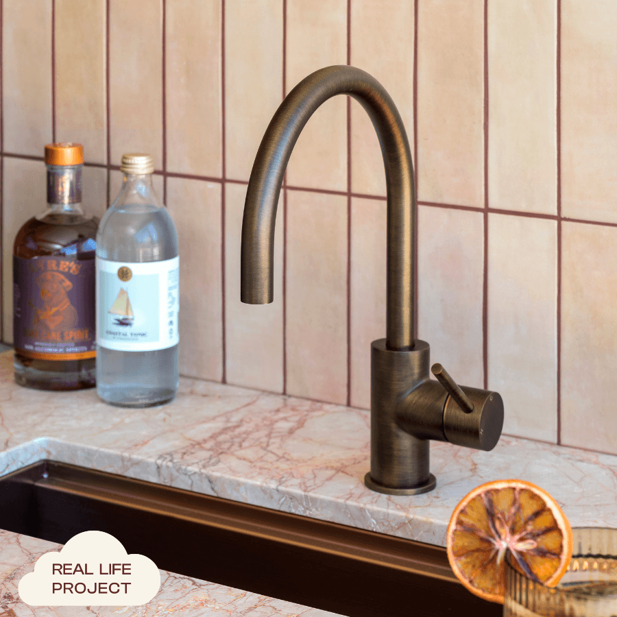 Sydney Round Kitchen Mixer Antique Brass