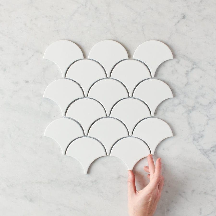 Coral Bay Matte White Fish Scale Tile