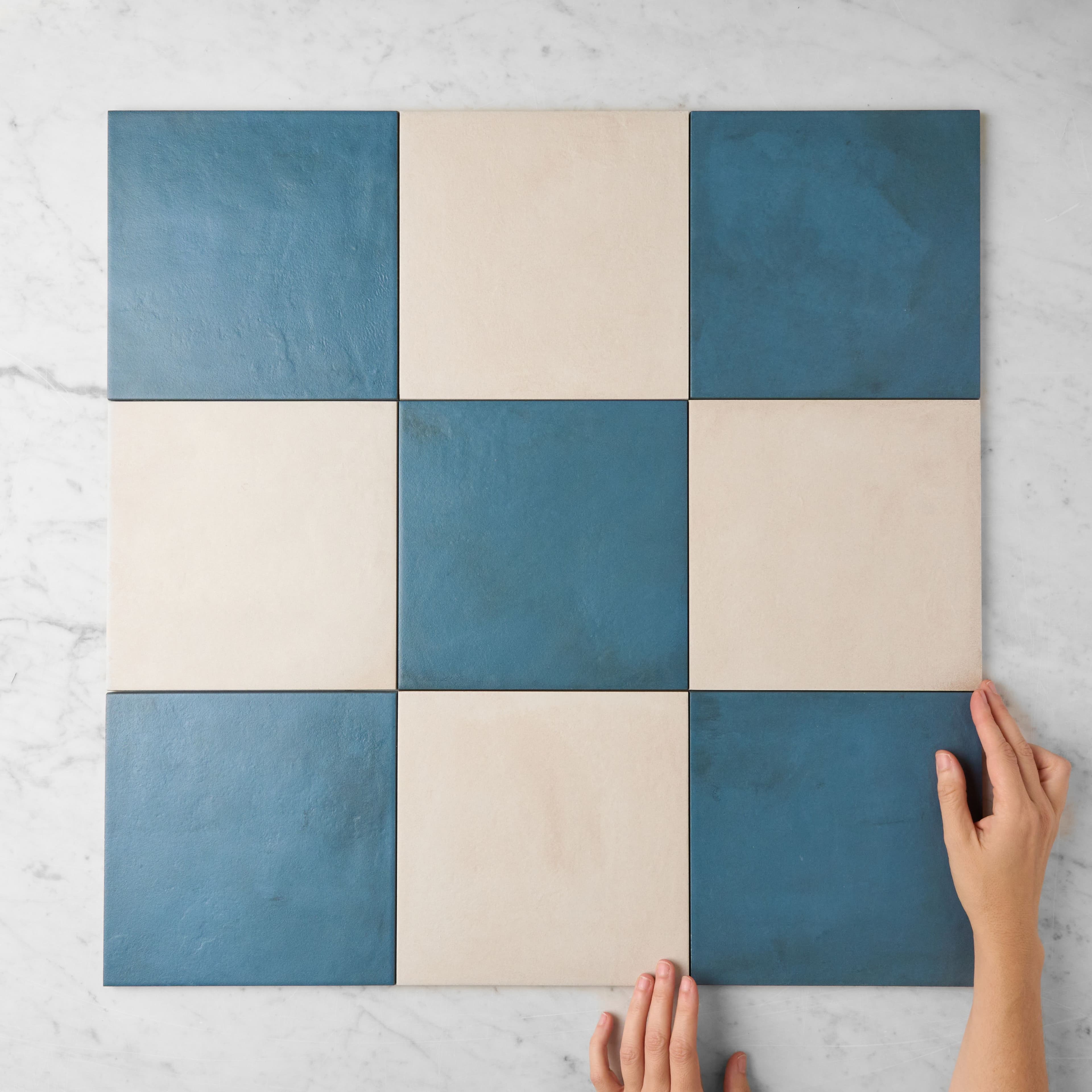 Bronte Checkerboard Blue & White Tile