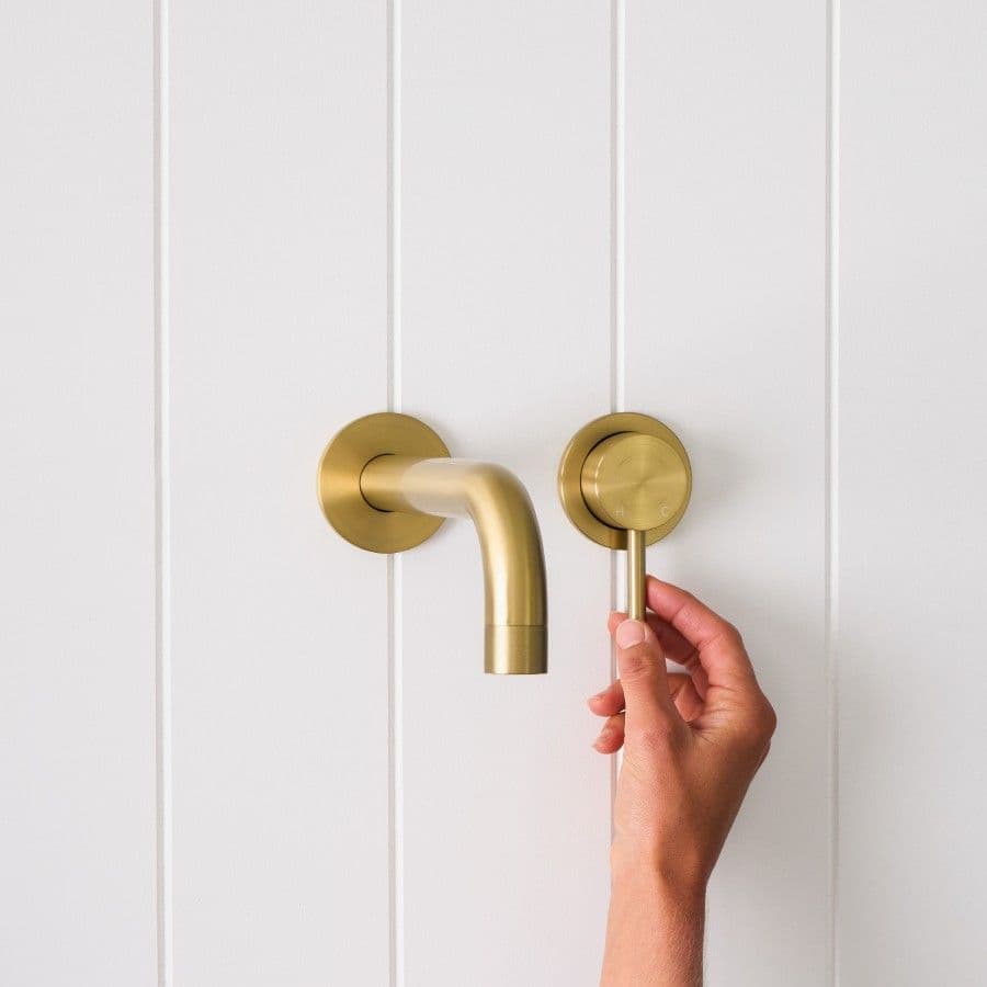 Sydney Wall Spout + Wall Mixer Brushed Brass