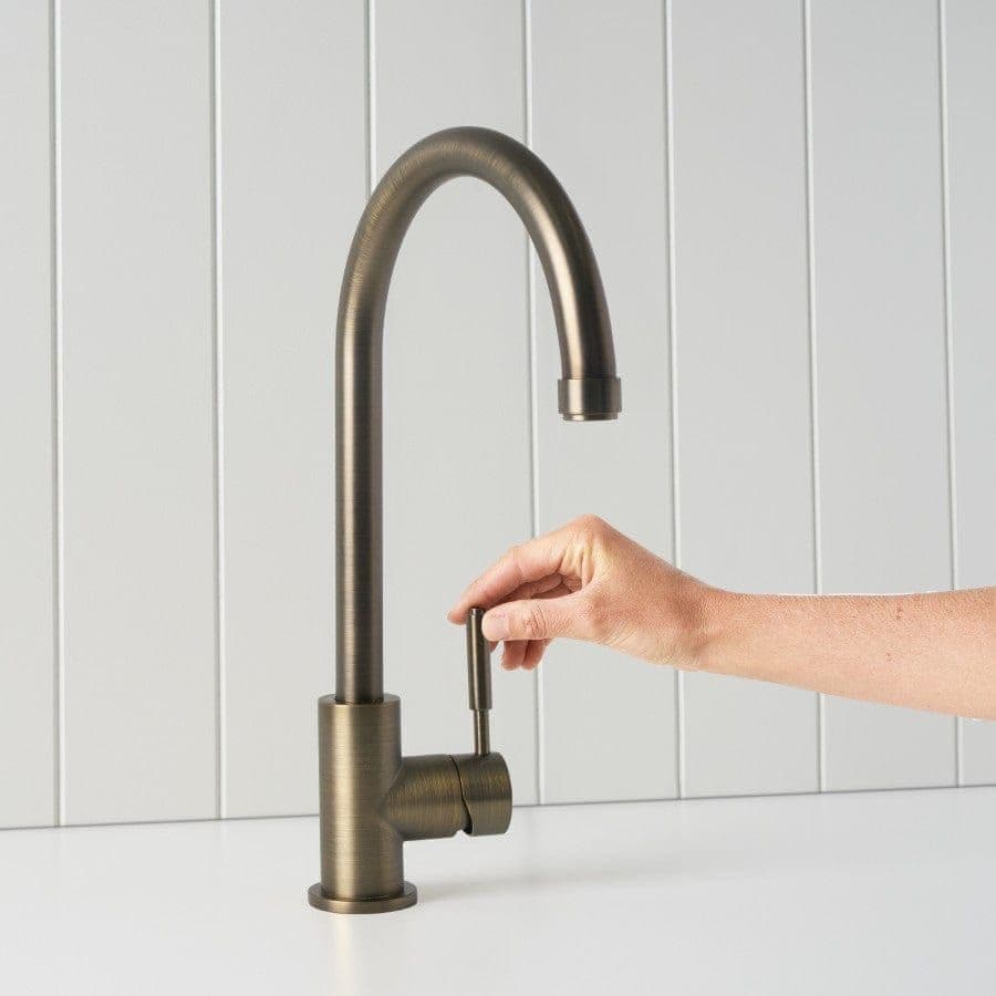 Melbourne Round Kitchen Mixer Antique Brass