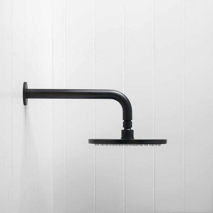Wall Shower Arm and Head Matte Black 200mm
