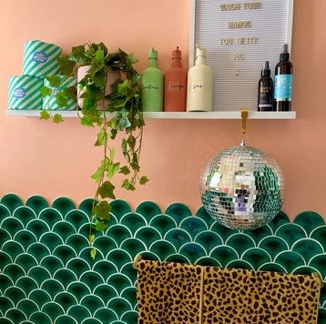Real Life Reno - Bungalow Up: retro 70’s styling bathroom with Tile Cloud