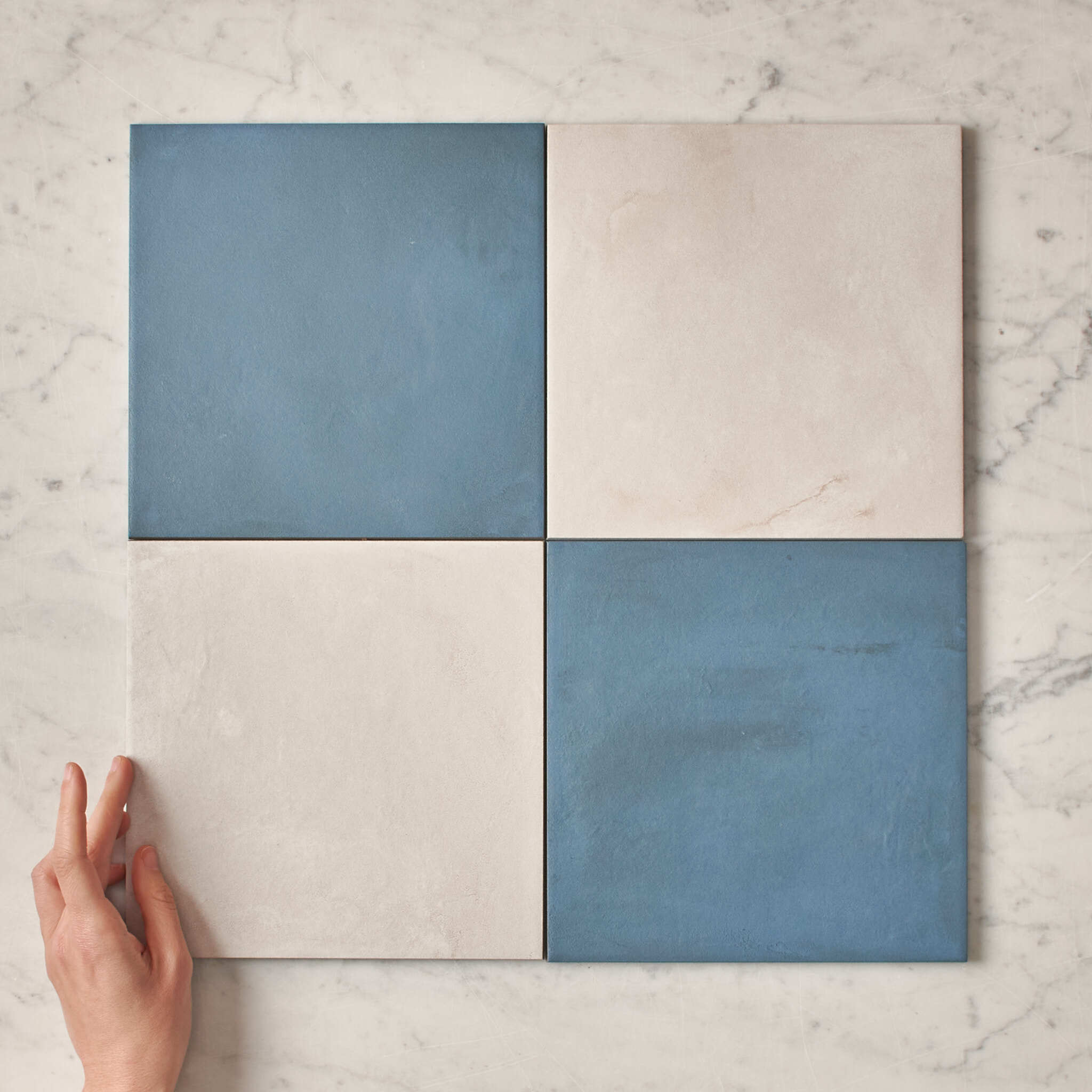 Fina Ceramics TILE Bronte Checkerboard Blue & White Tile