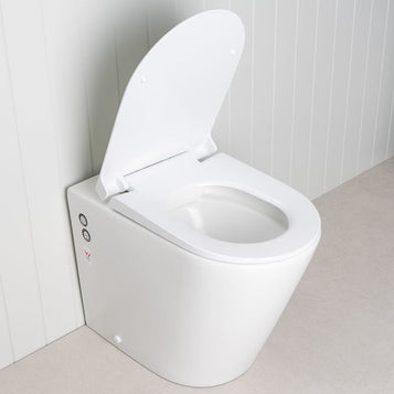 Angled In-Wall Toilet With Rectangle Matte Black Buttons