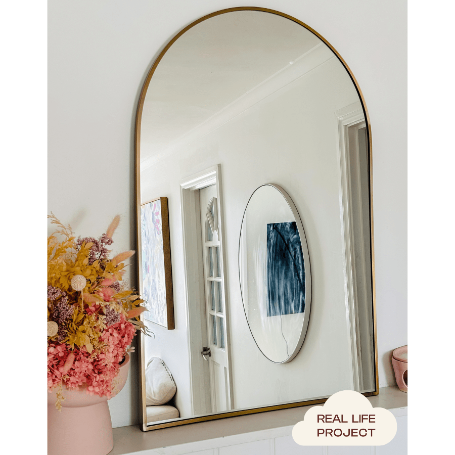 TileCloud BATHWARE Arch Mirror Brushed Brass