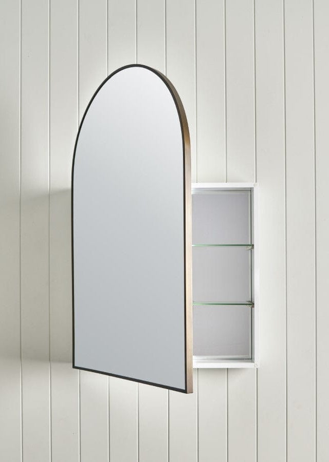 TileCloud BATHWARE Arch Mirror Cabinet Antique Brass