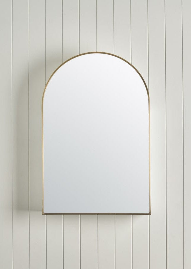 TileCloud BATHWARE Arch Mirror Cabinet Brushed Brass