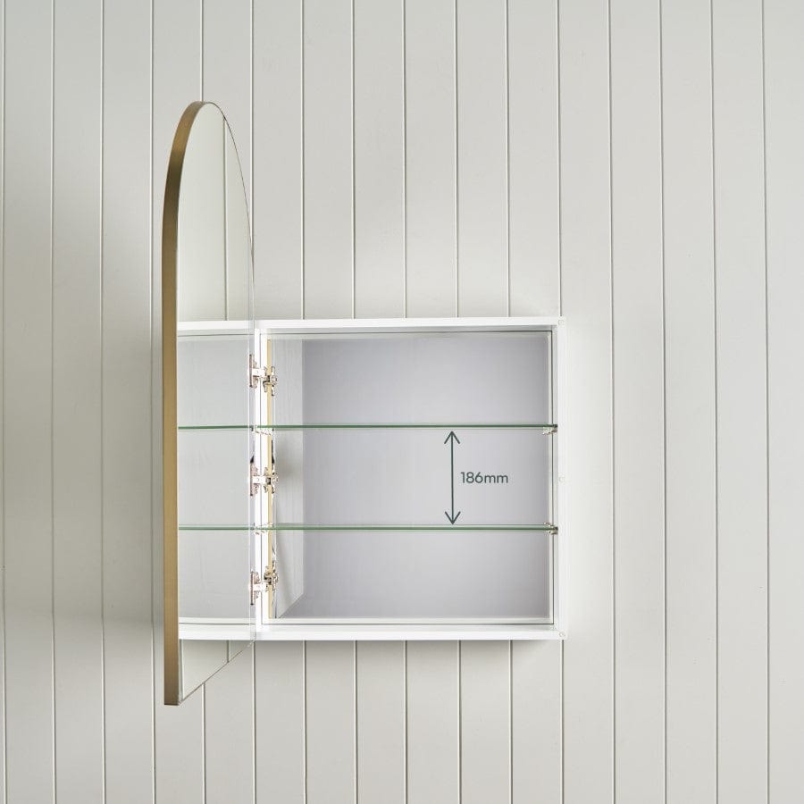 TileCloud BATHWARE Arch Mirror Cabinet Brushed Brass