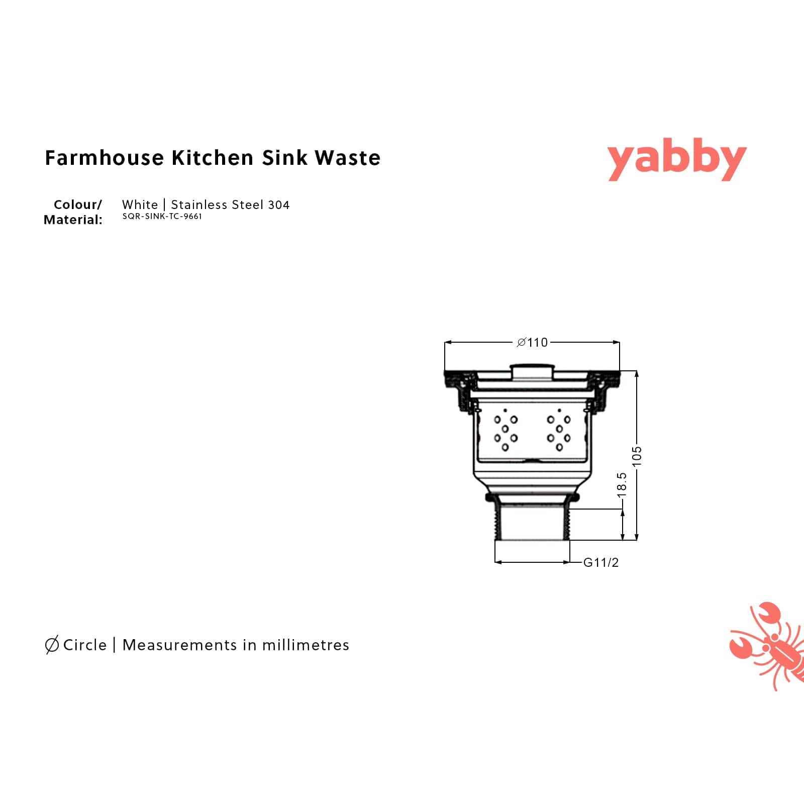 TileCloud BATHWARE Farmhouse Kitchen Sink Waste