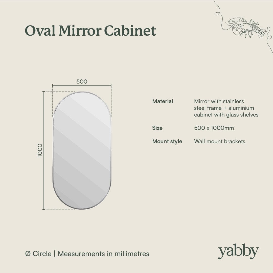 TileCloud BATHWARE Oval Mirror Cabinet Antique Brass