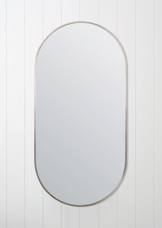 TileCloud BATHWARE Oval Mirror Warm Brushed Nickel