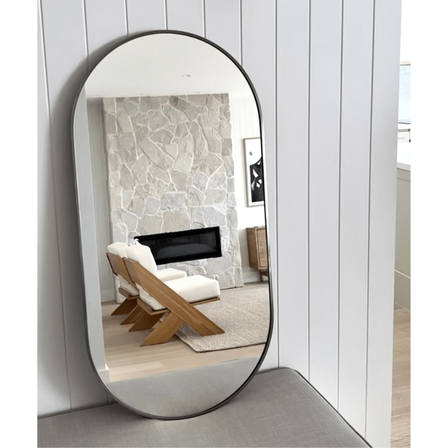 TileCloud BATHWARE Oval Mirror Warm Brushed Nickel