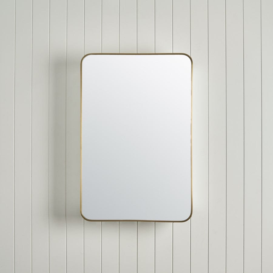 TileCloud BATHWARE Rectangular Mirror Cabinet Brushed Brass