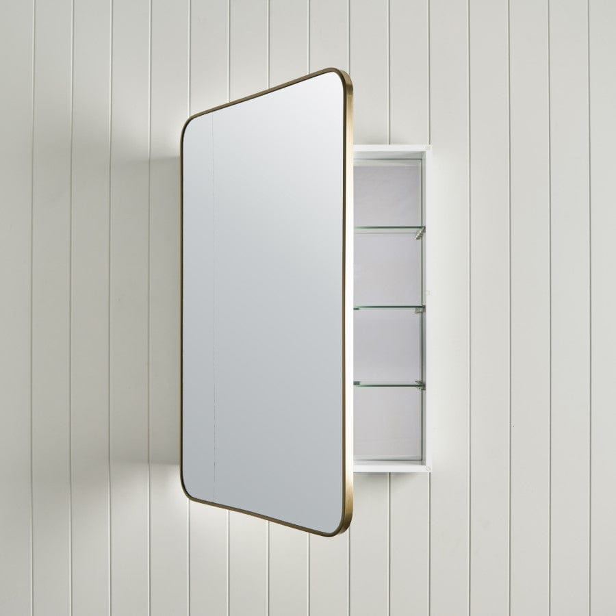 TileCloud BATHWARE Rectangular Mirror Cabinet Brushed Brass