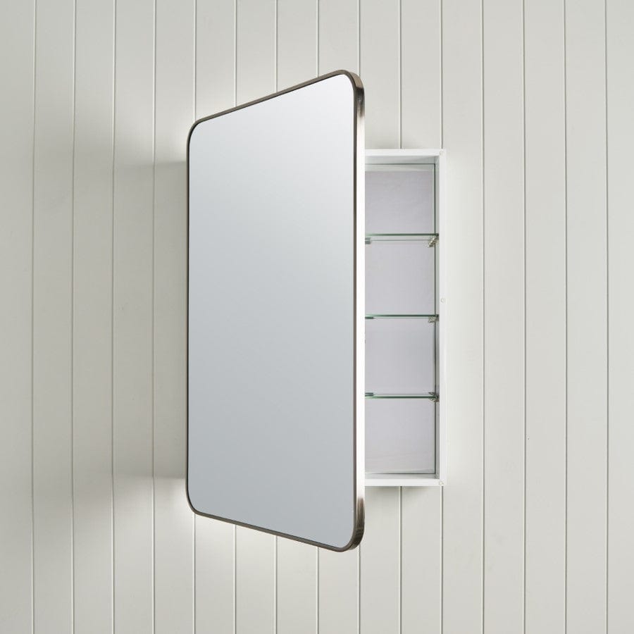 TileCloud BATHWARE Rectangular Mirror Cabinet Warm Brushed Nickel