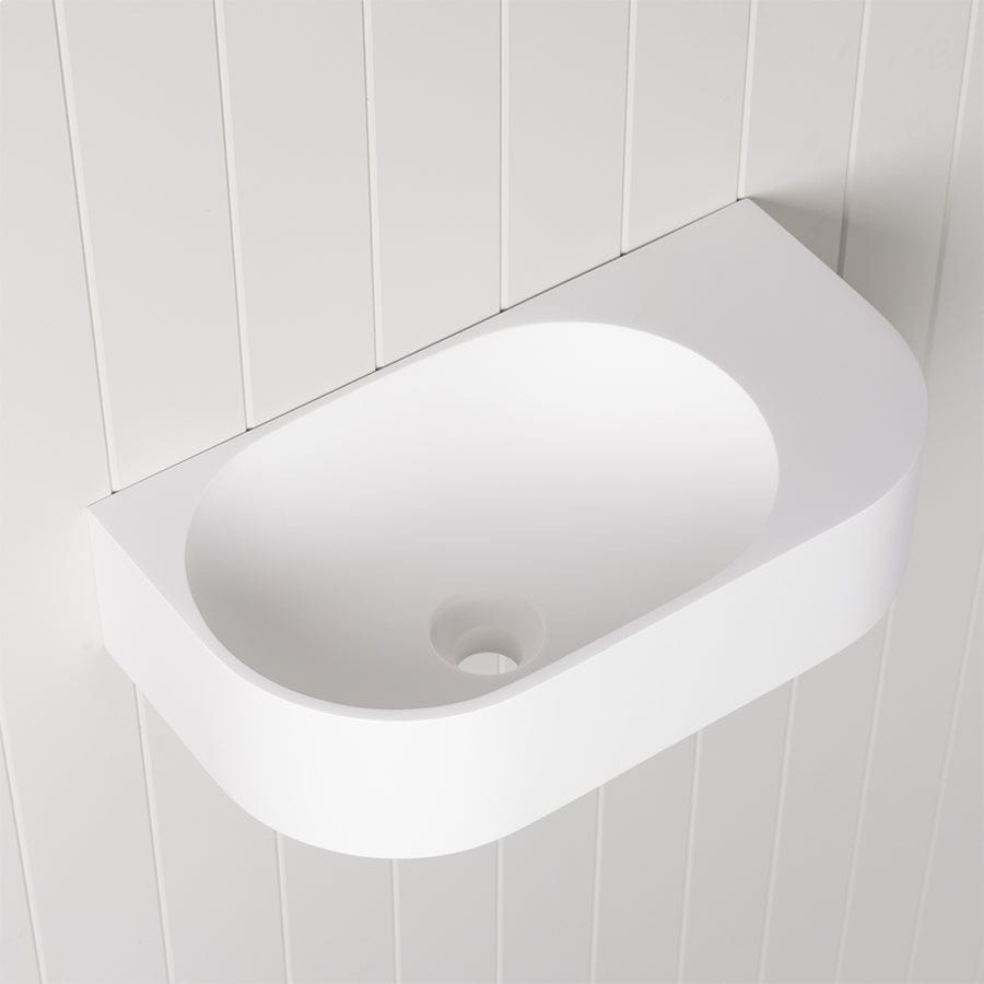 TileCloud BATHWARE Wall Hung White Basin no Tap Hole