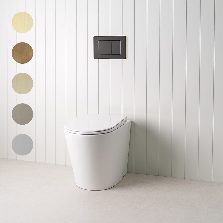 TileCloud TOILETS Angled In-Wall Toilet With Rectangle Matte Black Buttons