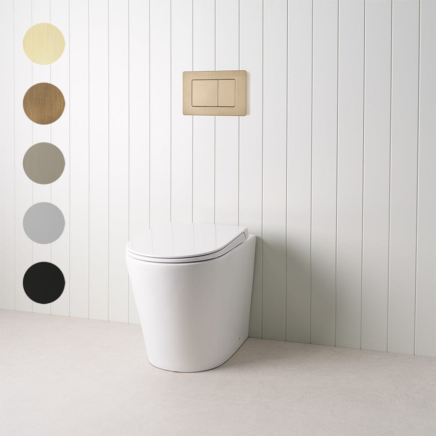 TileCloud TOILETS Angled In-Wall Toilet With Rectangle Warm Brushed Nickel Buttons
