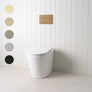 Angled In-Wall Toilet With Round Antique Brass Buttons
