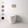 Angled In-Wall Toilet With Round Warm Brushed Nickel Buttons