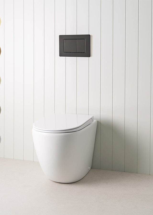 TileCloud TOILETS Curved In-Wall Toilet With Rectangle Matte Black Buttons