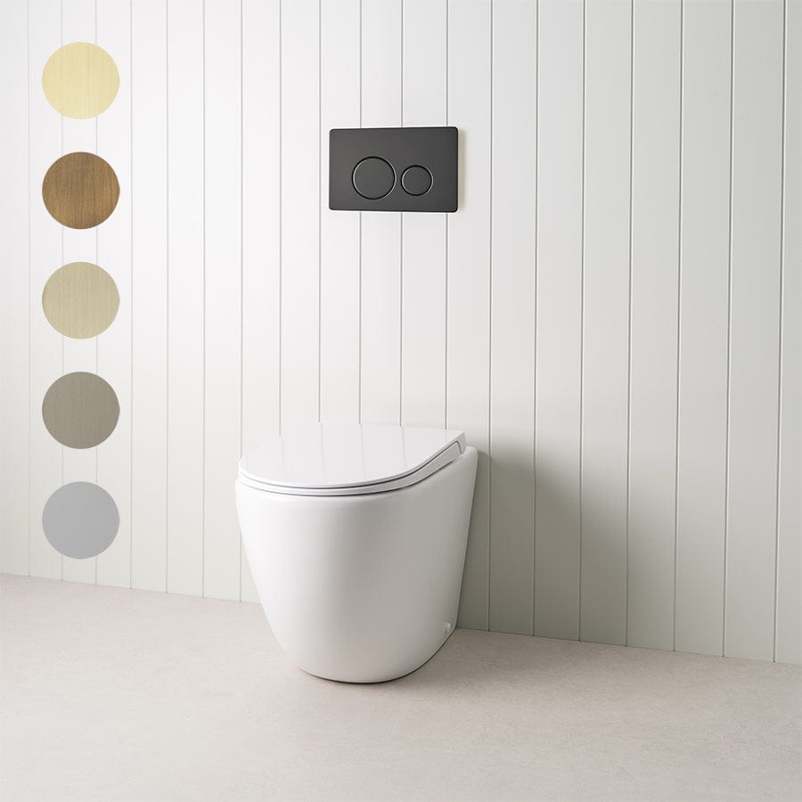 TileCloud TOILETS Curved In-Wall Toilet With Round Matte Black Buttons