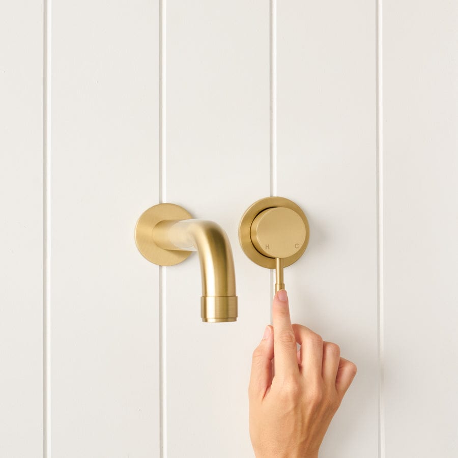 TileCloud TAPWARE Melbourne Wall Spout + Wall Mixer Brushed Brass