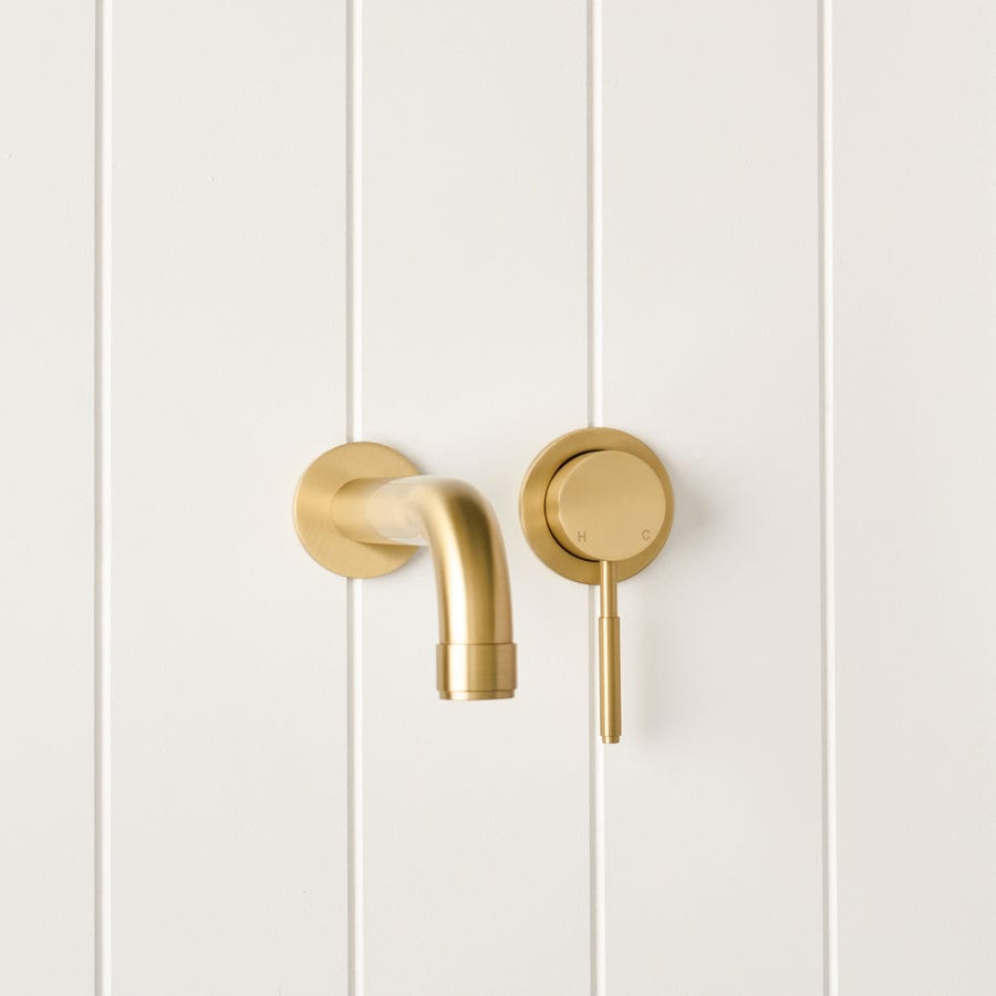 TileCloud TAPWARE Melbourne Wall Spout + Wall Mixer Brushed Brass