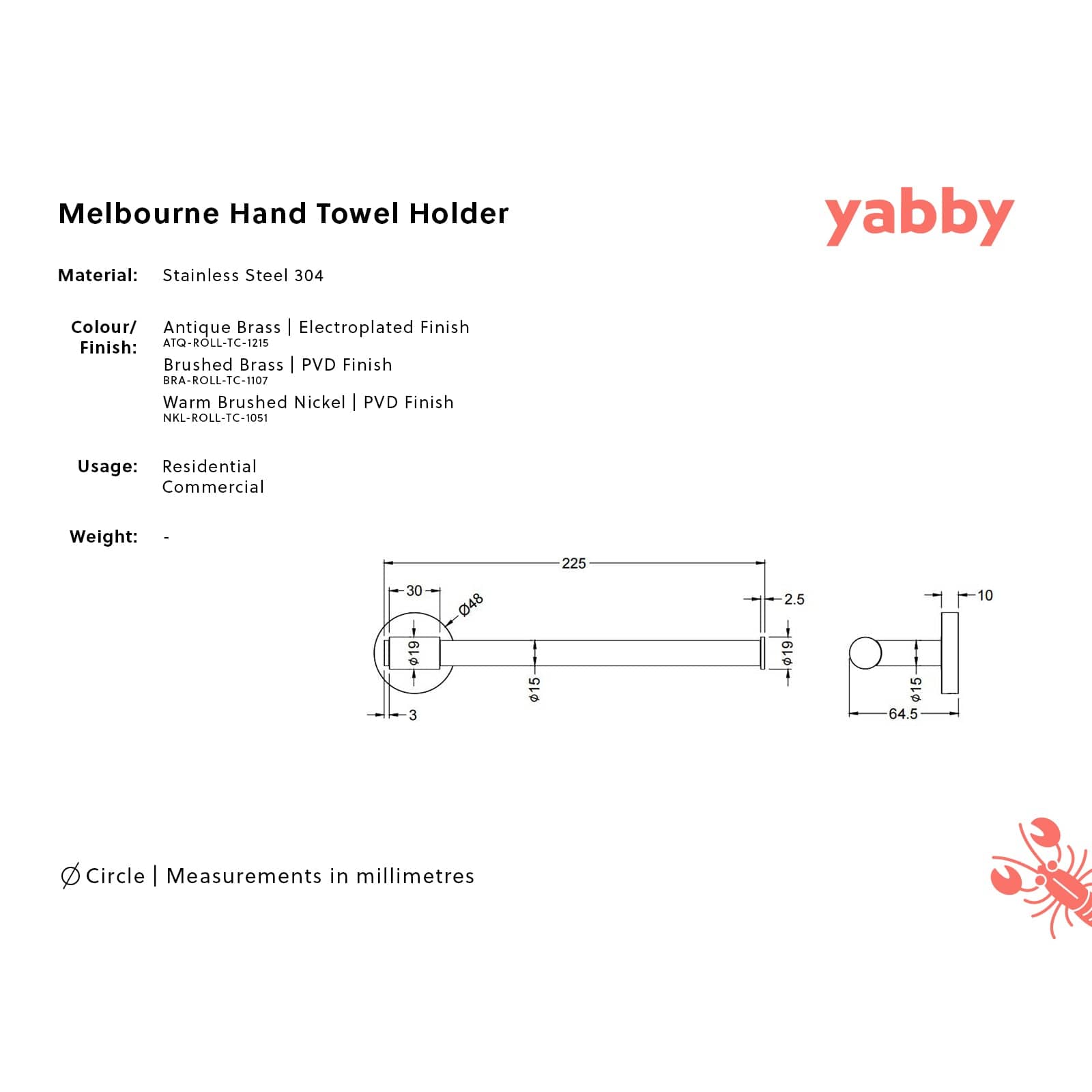 TileCloud TAPWARE Melbourne Hand Towel Holder Brushed Brass