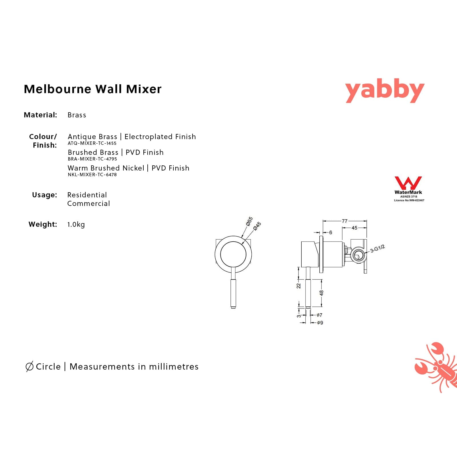 TileCloud TAPWARE Melbourne Wall Mixer Brushed Brass