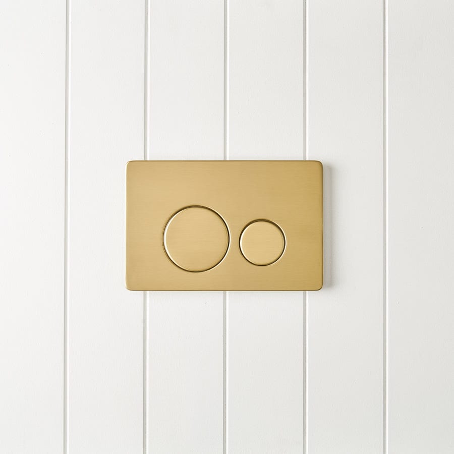 TileCloud TOILETS Curved In-Wall Toilet With Round Brushed Brass Buttons