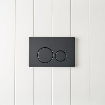 Curved In-Wall Toilet With Round Matte Black Buttons