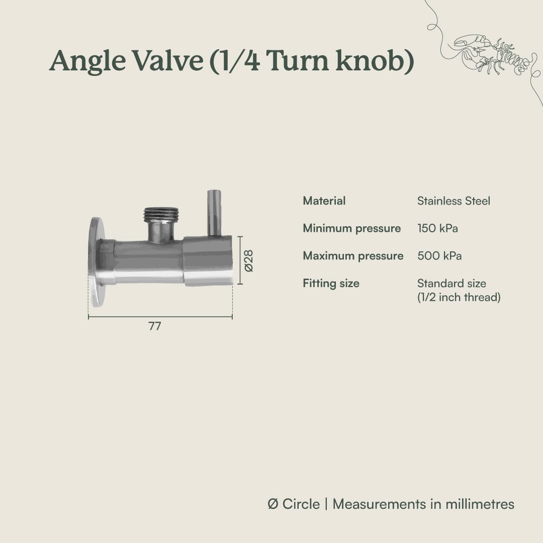 TileCloud TAPWARE Angle Valve (1/4 Turn knob) Antique Brass