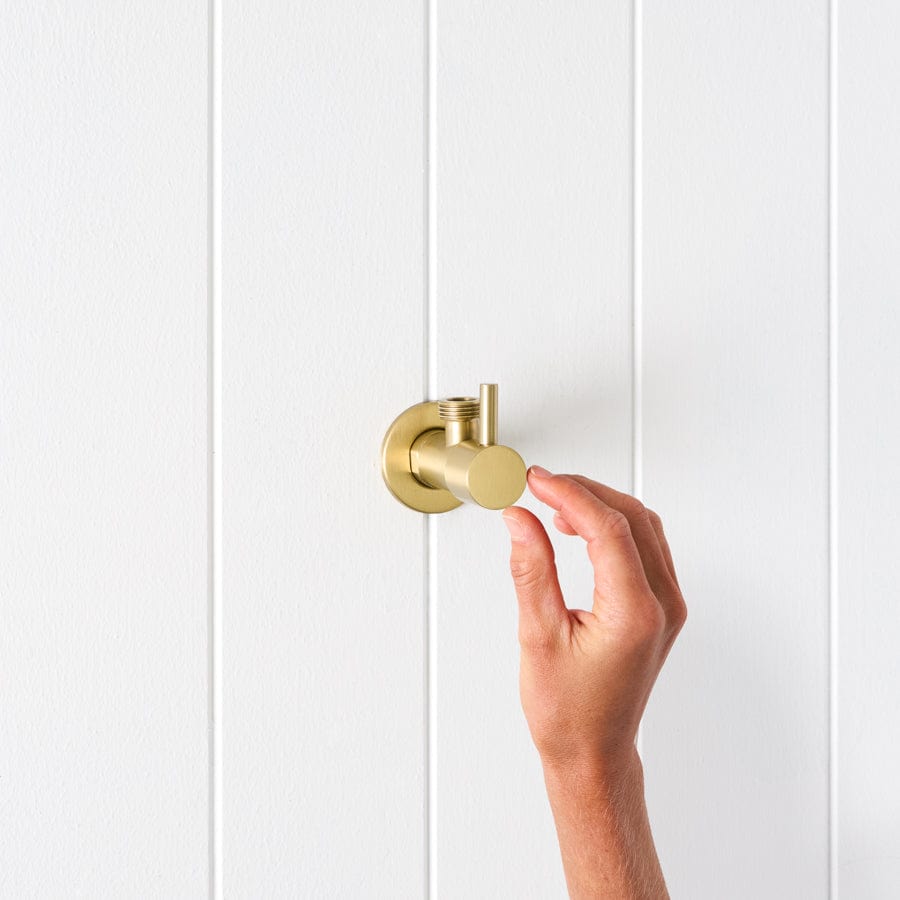 TileCloud TAPWARE Angle Valve (1/4 Turn knob) Brushed Brass