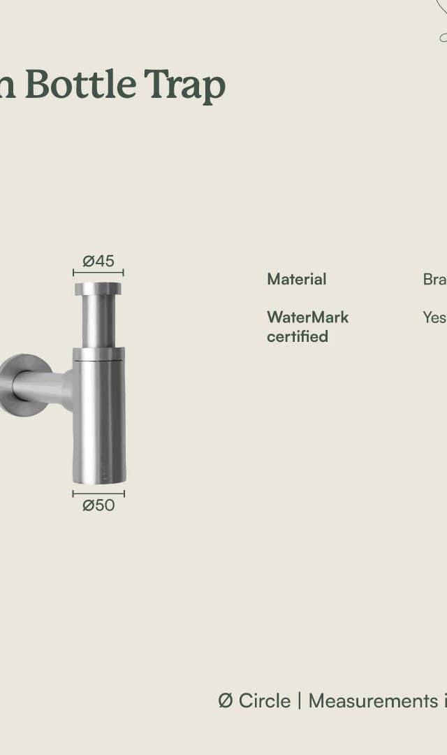 TileCloud TAPWARE Basin Bottle Trap Warm Brushed Nickel