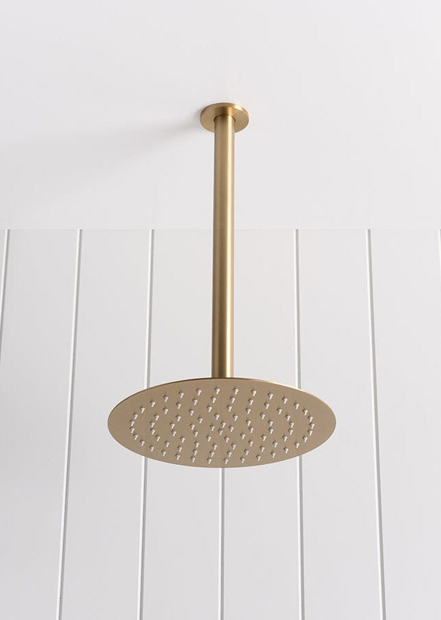 TileCloud TAPWARE Ceiling Shower Arm and Head Brushed Brass