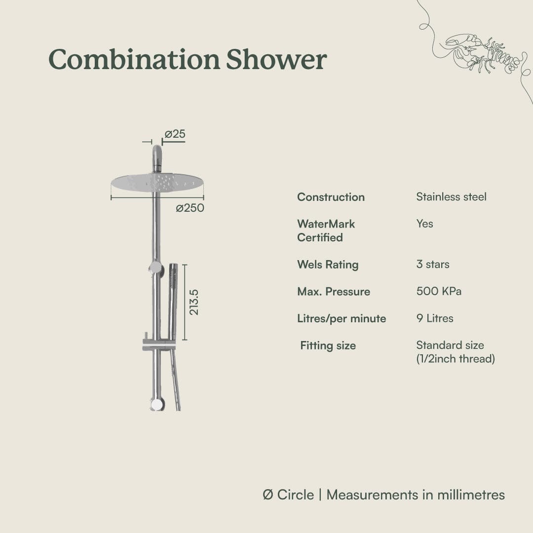 Yabby TAPWARE Combination Shower Antique Brass