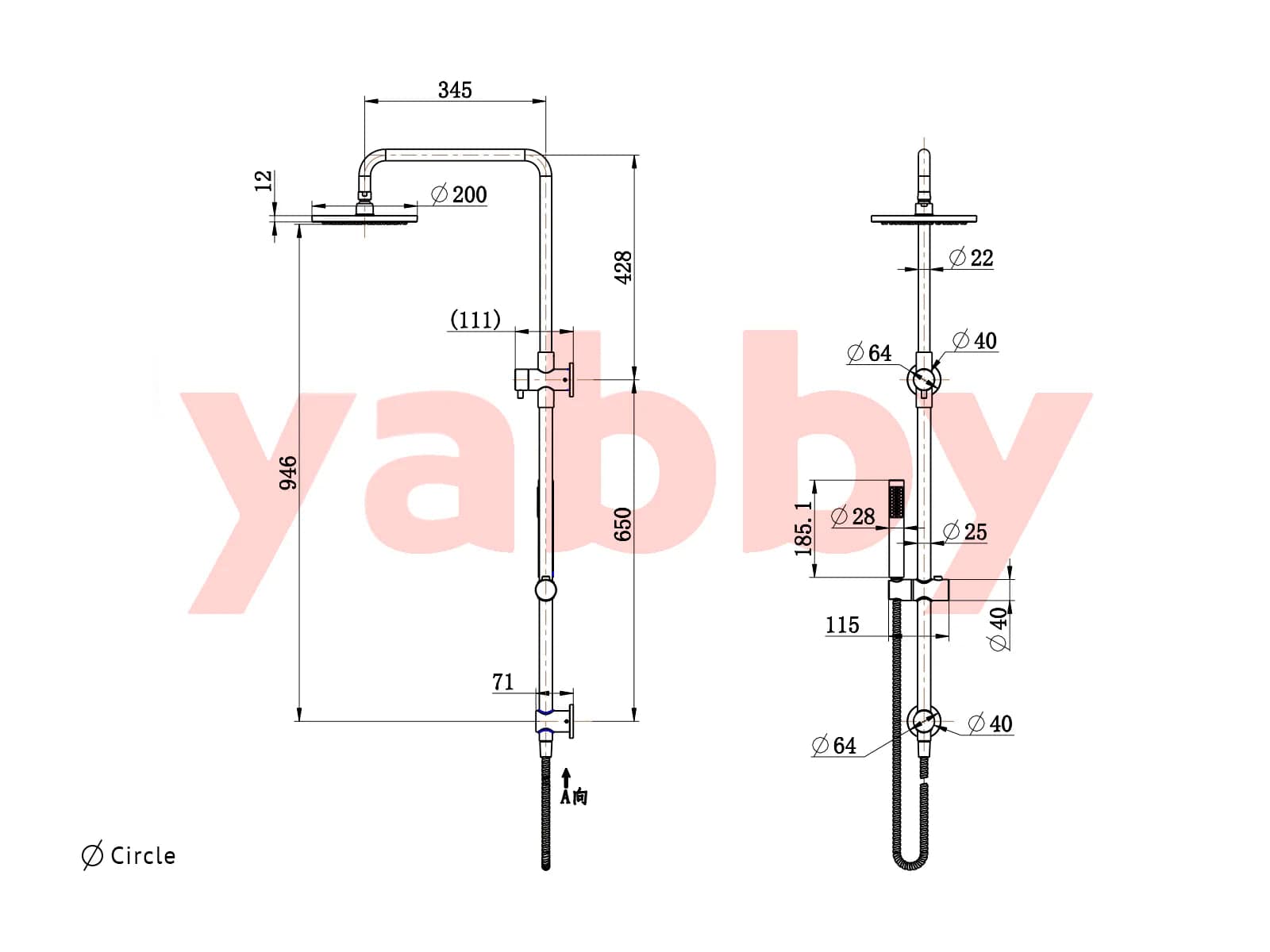 Yabby TAPWARE Combination Shower Gunmetal