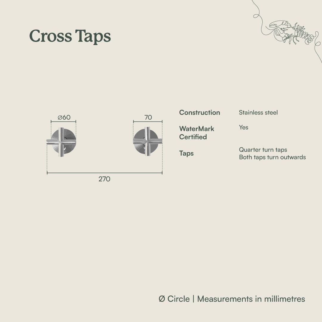 Yabby TAPWARE Cross Taps Antique Brass