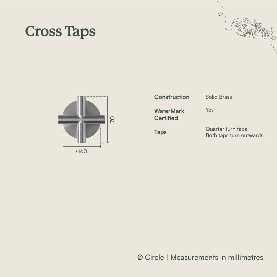 Yabby TAPWARE Cross Taps Antique Brass