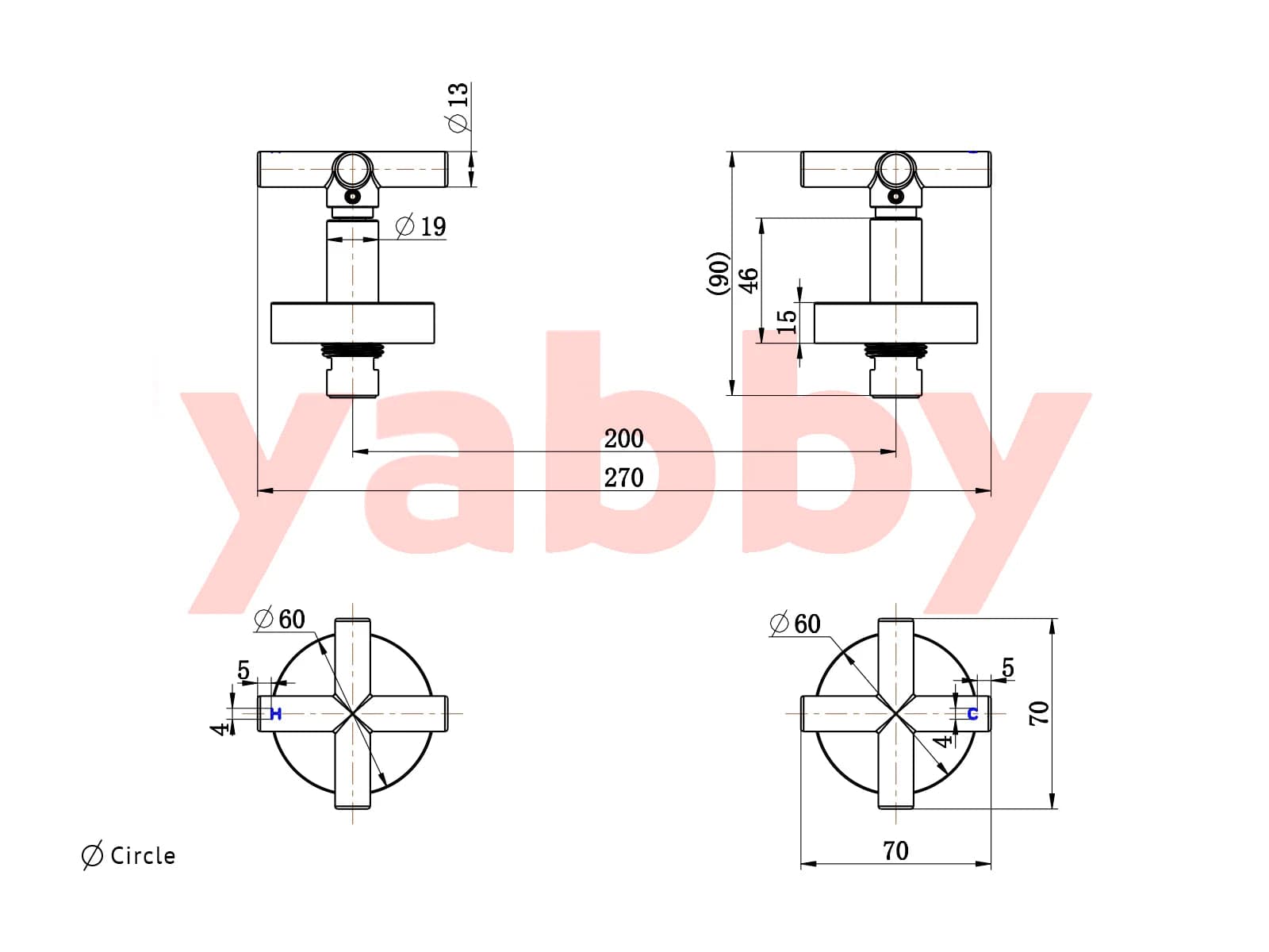 Yabby TAPWARE Cross Taps Gunmetal