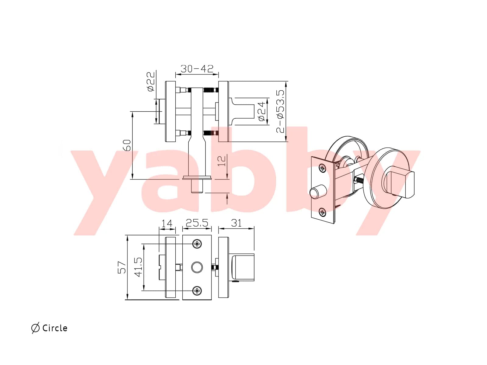 Yabby TAPWARE Door Lock Gunmetal