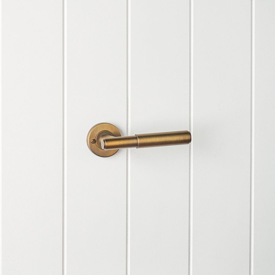 TileCloud TAPWARE Melbourne Door Handle with Lock Antique Brass