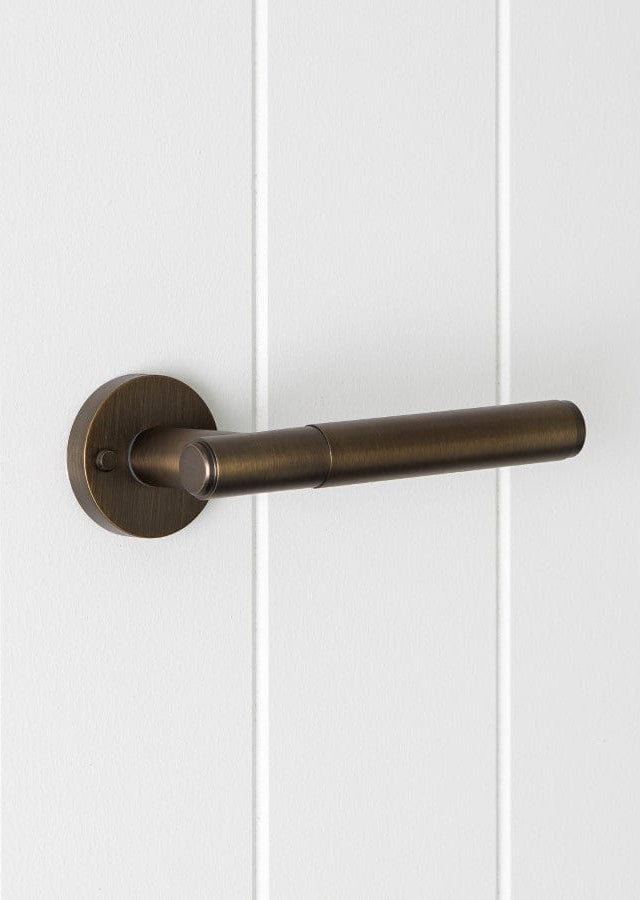 TileCloud TAPWARE Melbourne Door Handle with Lock Antique Brass