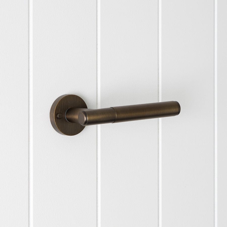 TileCloud TAPWARE Melbourne Door Handle with Lock Antique Brass